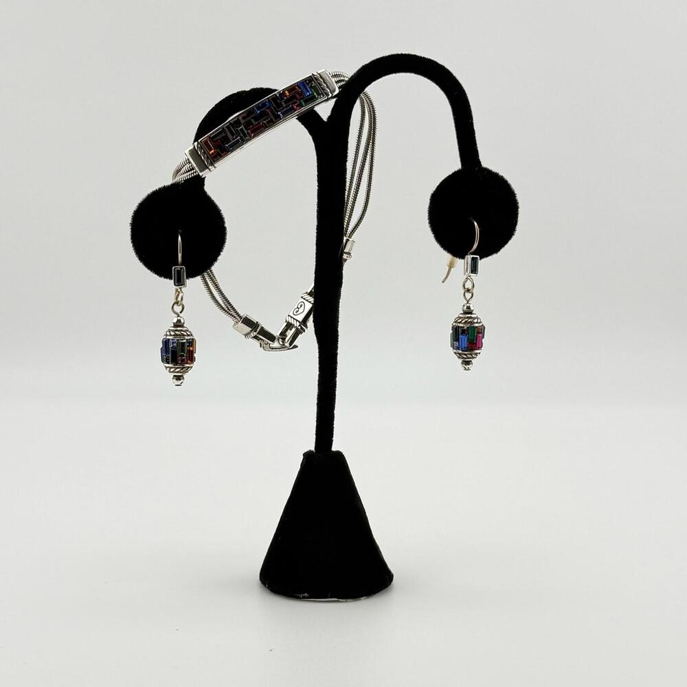 Retired Brighton St. Michel Bracelet & Earrings with Inlaid Swarovski Crystals - Picture 3 of 4